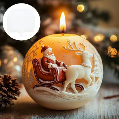 Santa Claus Sleigh Spherical Candle Silicone Mold Santa Claus Elk Scented Candle Mould Santa Claus Sleigh Resin Plaster Molds