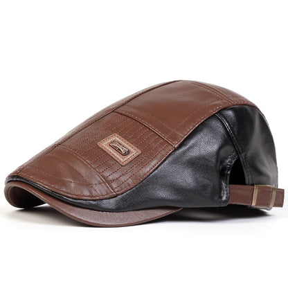 Men Retro Pu Leather Newsboy Caps JAMONT labeling British Painters Hats Spring Autumn Side Adjustable Flat Cap Hip Hop...
