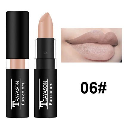1Pcs Long Lasting Pigment Nude Purple Black Blue Red Green Lipstick Waterproof Velvet Matte Luxury Lips Makeup Cosmetics