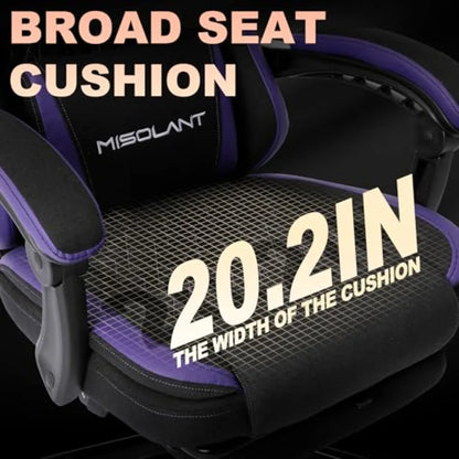 Gaming Chair Fabric Gamer Chair with footrest for Adults High Back Ergonomic Computer Game Chair with Adjustable Headrest and M