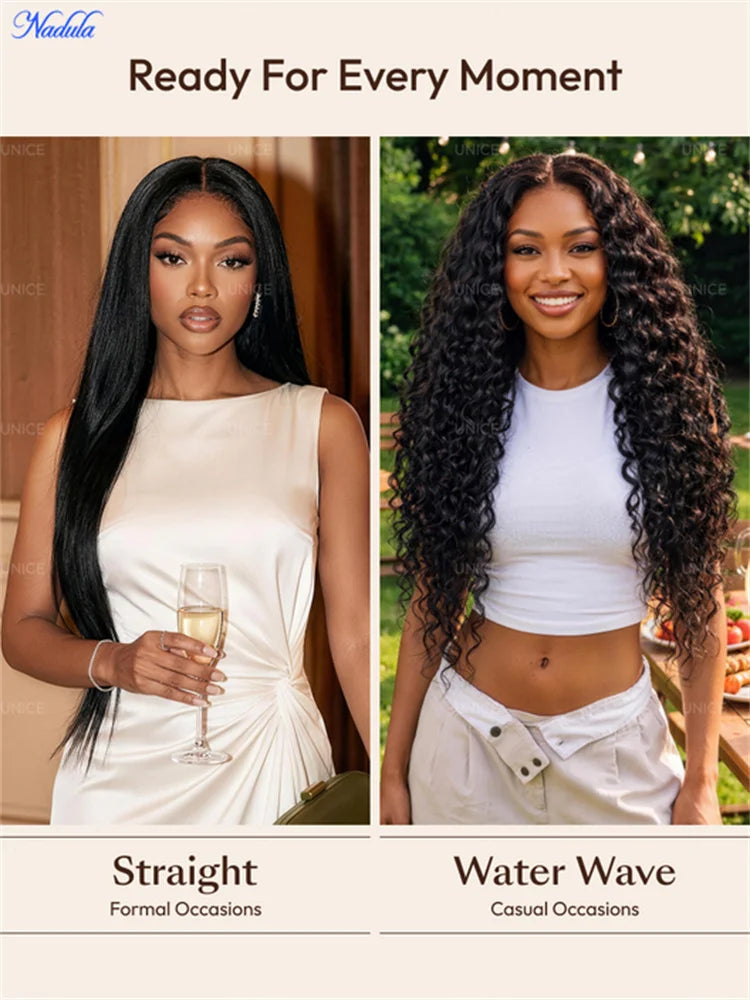 Nadula Wet and Wavy Human Hair Wig Bye-Bye Slip™ 13×4 & 7×5 Pre Cut HD Transparent Lace Front Glueless Wig Ready to Wear...