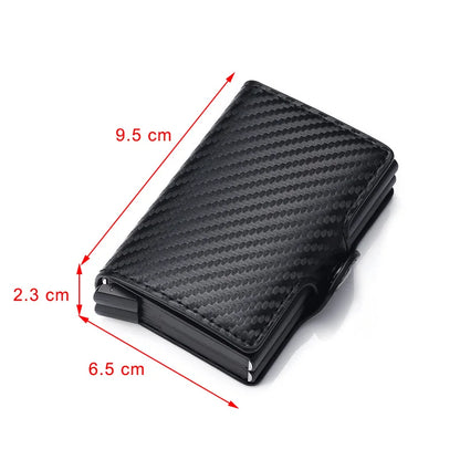 Carbon Fiber RFID Blocking Protection Men Credit Card Holder Wallet Leather Metal Aluminum Luxury Business Bank Cardholder Case