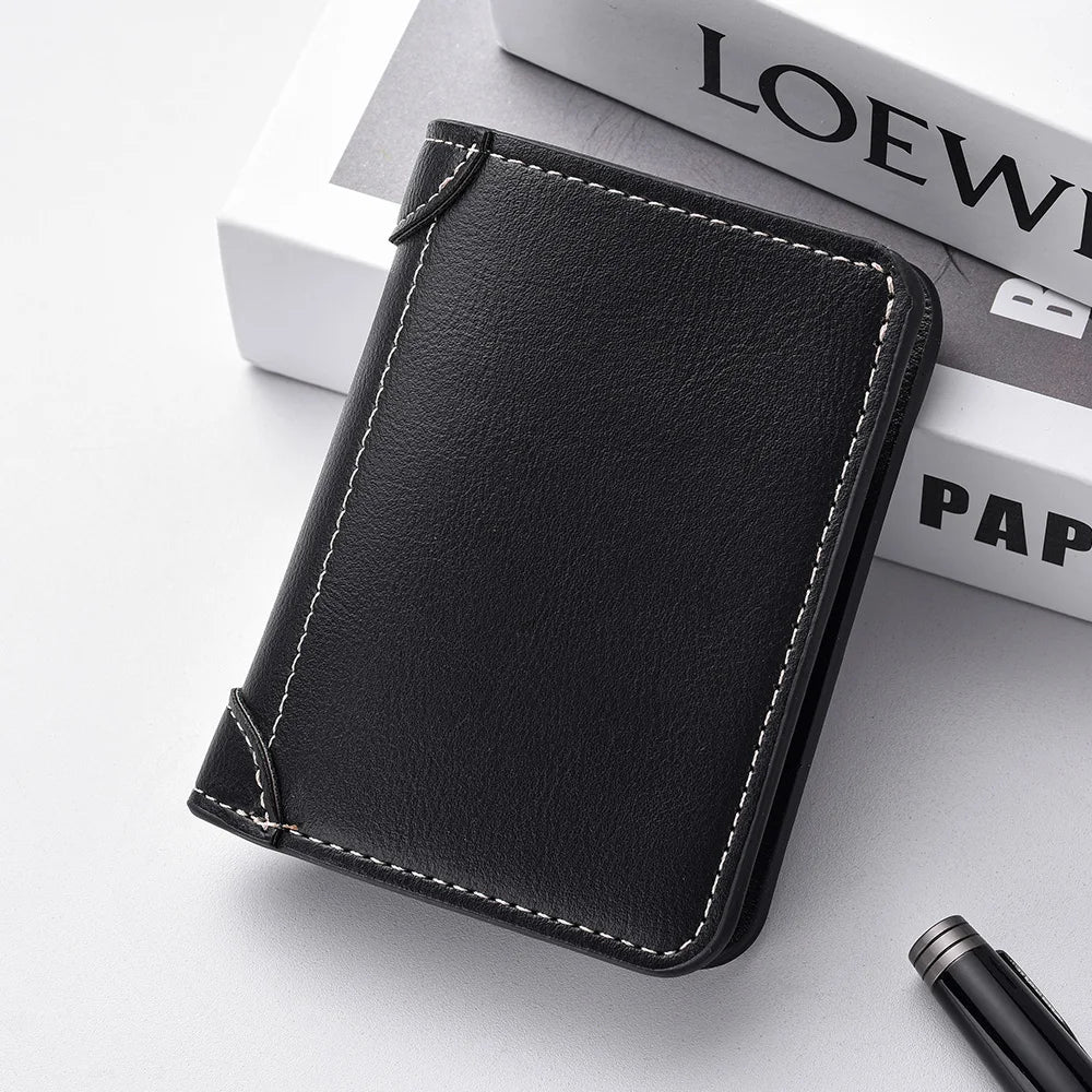 1Pc New Ultra-thin Mini Soft PU Leather Credit Card Wallet Holder Short Vertical High Quality Men's Wallet - Kimlud
