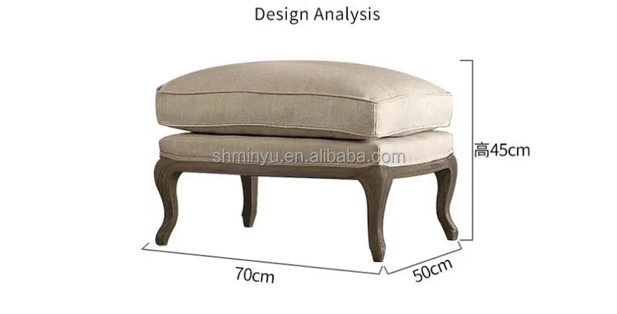 French farmhouse antique wooden armchair lounge living room furniture with stool accent chair | Kimlud Office Luxury Chair
