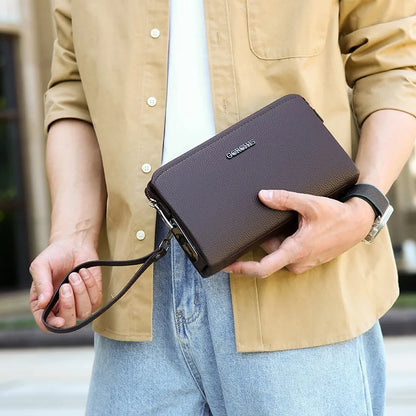 Leather Wallet FL-V1 Men Business Clutch Bag Smart Fingerprint lock Security Anti Theft Handbag Black Safety Men Wallet...