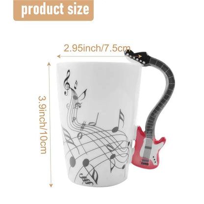 ABAH-Creative Music Style Guitar Mug Coffee Tea Milk Stave Cups With Handle Coffee Mug Novelty Gifts Red Guitar Black |...