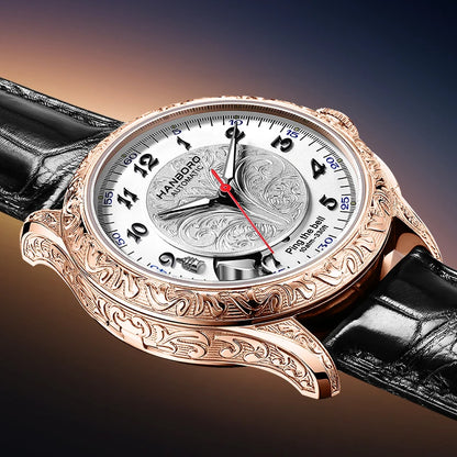 HANBORO Mechanical Alarm Watch Men Automatic Ping Bell Hourly Chime Luxury 100M Waterproof Sapphire Steel Business...
