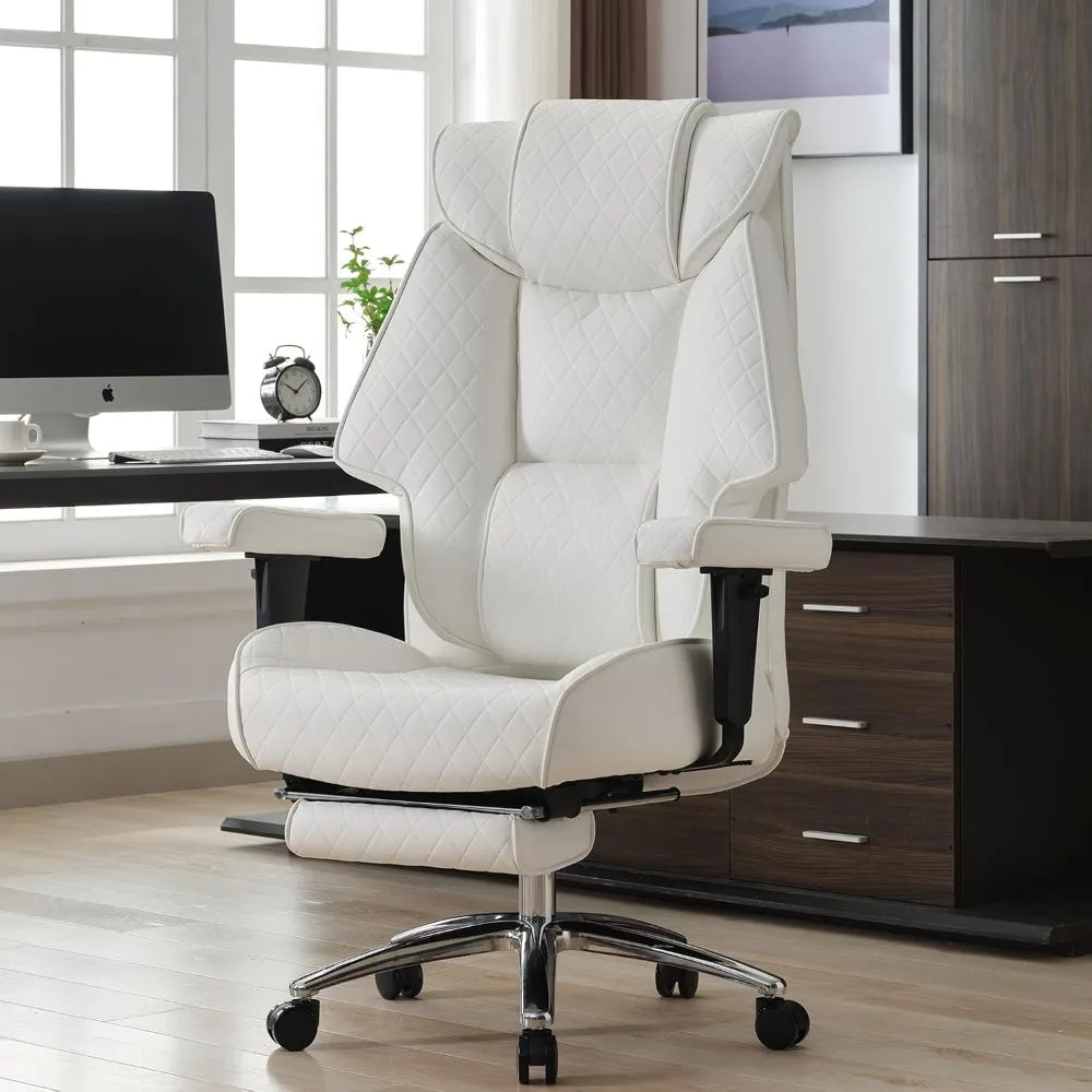 big and tall office chair with footrest, pu leather high back executive office chair 400lbs, ergonomic computer chairs lumbar su