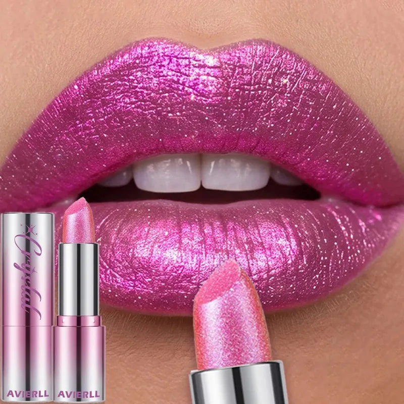 14 Colors Metallic Sparkle Lipstick Polarizing Glitter Shiny Lip Gloss Waterproof Long Lasting Gold Pearl Shine Sexy...
