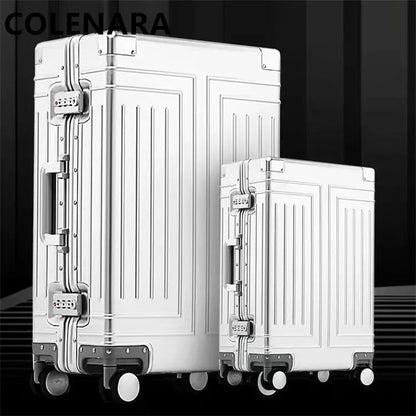 COLENARA 20"24"26"29Inch Full Aluminum Magnesium Alloy Boarding Box Suitcase Men's Business Trolley Case Travel Luggage Bag