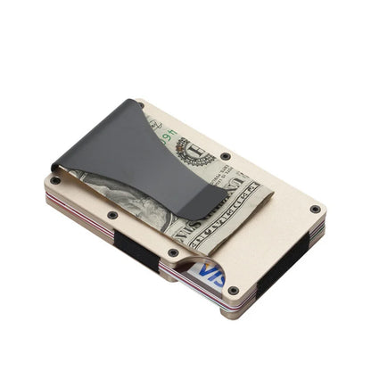 RFID Clip Metal Wallet Blocking Aluminum Minimalist Credit Card Holder Money Wallets 2024 All Color Slim Business Bank Id Case