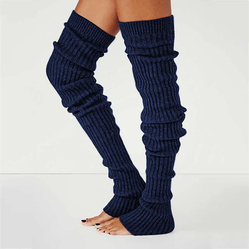 Women Winter Warm Leg Warmers Knee High Socks Girl Boot Topper Sock Warm Foot Cover Skinny Stockings Knitted Crochet Long Socks - Kimlud