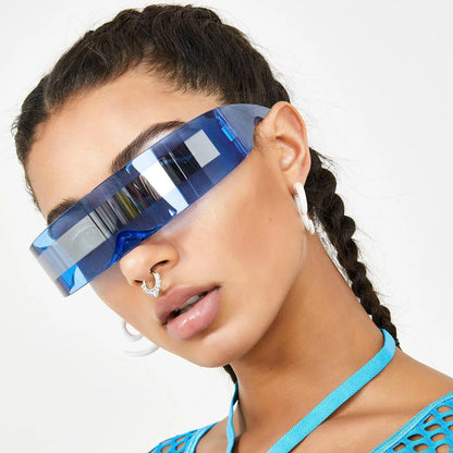 New Arrival Y2k women Sunglasses Laser Eyeglasses technological sense Mirrored Lens Eyewear Glasses integrated Men sun...