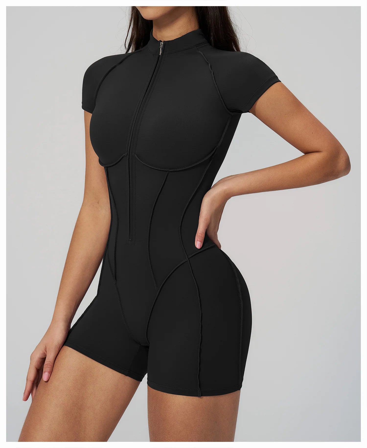 2026 Yoga Bodysuit Short Sleeves Women Tracksuits Gym Zipper Jumpsuits Sports Workout Rompers Fitness One-piece Suit Activewear - Kimlud