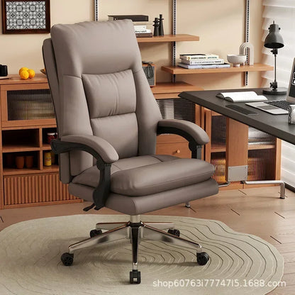 Leather Boss Chair Office Chair Recumbent Back Study Chair Ergonomic Home Computer Chair