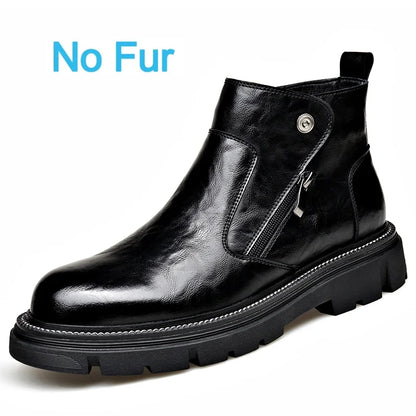 British Style Fashion Men's Casual Leather Boots Outdoor High Top Genuine Leather Non-slip Ankle Boots Retro Style Walking Botas