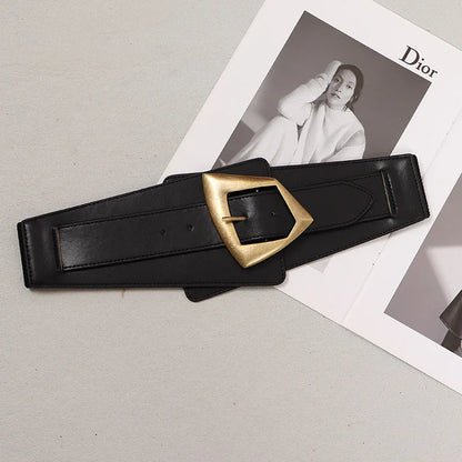 2025 New Fashion PU Elastic force Leather Women Wide Corset Belt Luxury Design Metal Buckle Waist Belt Dress Belt Accessories