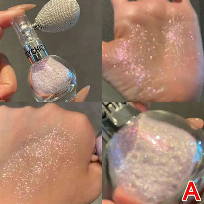 Glitter High Gloss Body Diamond Shimmering Spray Powder Highlight Powder Makeup for Facial and Body Skin Hair Clothes Cosmetics