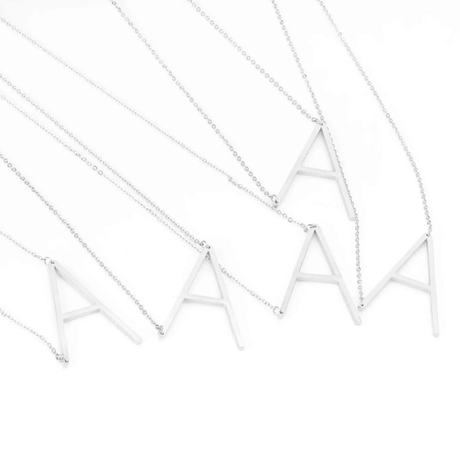 LUXUSTEEL Stainless Steel Large Initial Necklaces For Women Sideways Big 26 Letter A-Z Golden Color Monogram Alphabet Collar