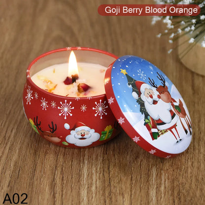 Christmas Aromatherapy Candle Jar Christmas Scented Candle Tin Jar Cans Candle Merry Xmas Decor For Home New Year Navidad Gifts