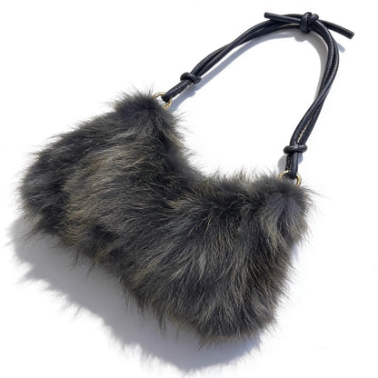 Winter Fox Fur Bag Women's  Bag Fashion  Handbag Ladies Bags Purses Women Shoulder Bag Real Silver Fox Fur Messenger Bags