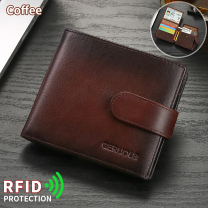 Compact genuine leather wallet, top-grain cowhide wallet with multiple card slots, RFID protection | Kimlud Premium Shirt