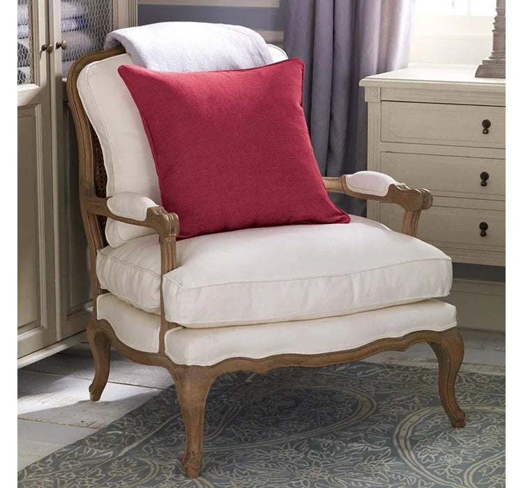 French farmhouse antique wooden armchair lounge living room furniture with stool accent chair - Kimlud