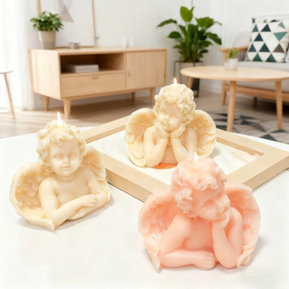 1Pc Nordic Style Cupid Angel Soy Wax Candle - Smokeless Essential Oil Aromatherapy Candle for Home Decor & Photo Props