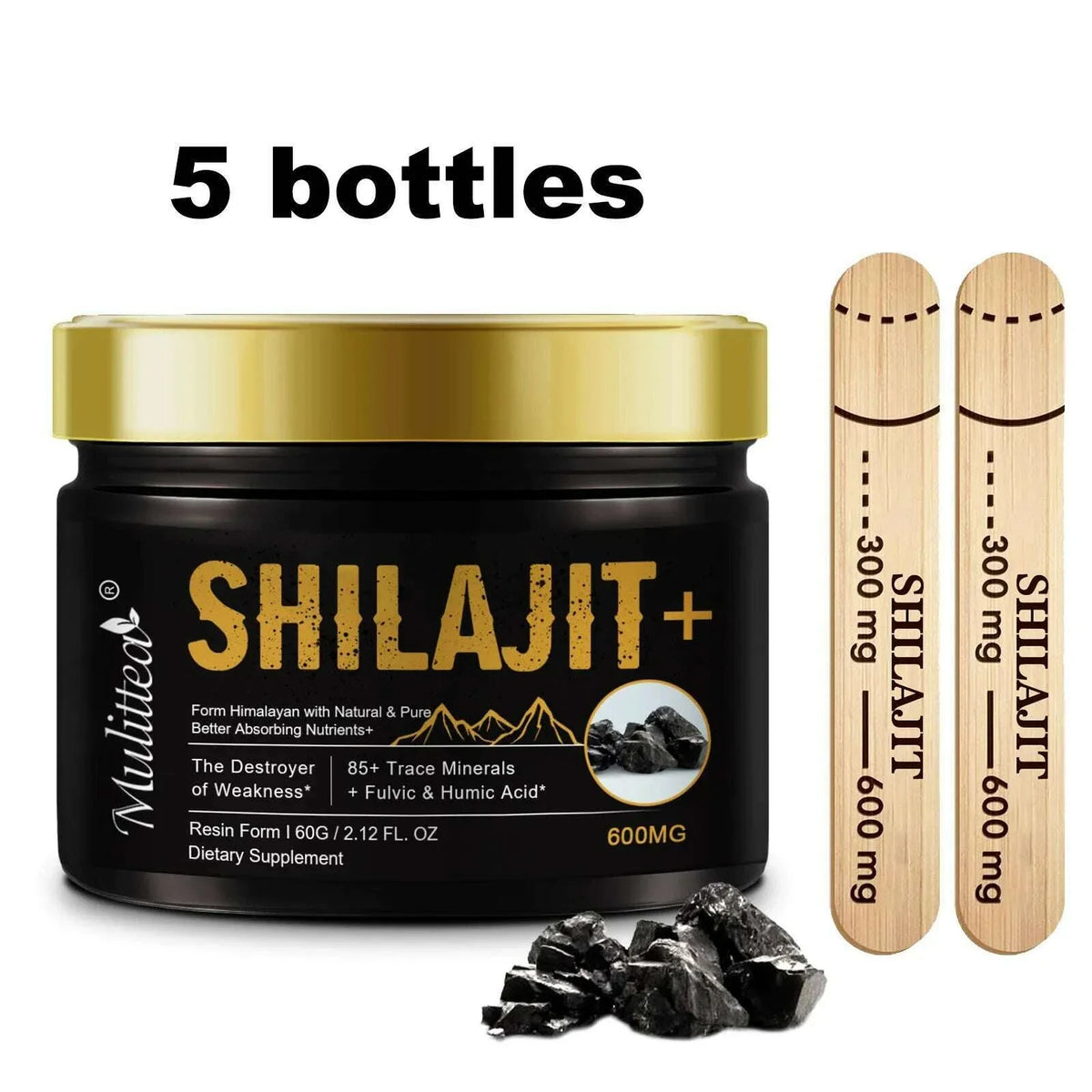 Mulittea 100% Pure shilajits with 85+ Trace Minerals & Fulvic Acid Support Immune and Metabolic Health Brain Focus and Memory