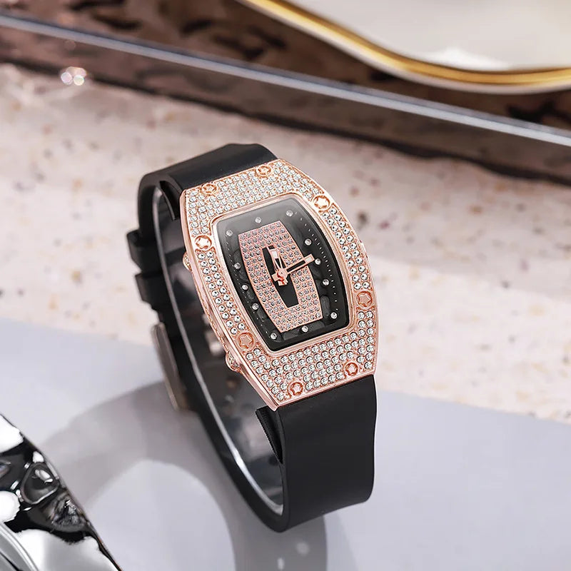 New Fashion Women Crystal Tonneau Watches For Woman Silicone Jelly Quartz Watch Students Gifts Reloj Mujer Ladies Wrist Watches