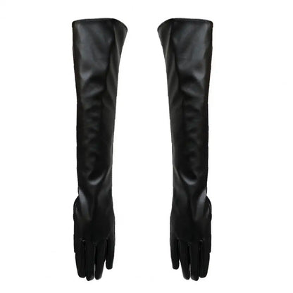 Full Finger Gloves Windproof Dress Gloves Faux Leather Long Arm Gloves Costume Gloves For Dating Gifts