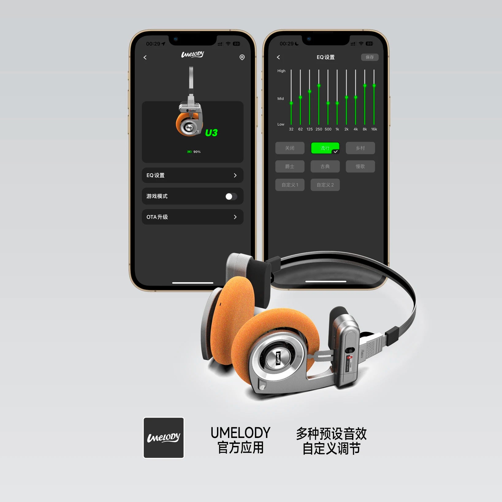 UMELODY U3 RETRO Headphones Wireless Bluetooth Headphones ON-Ear Headphones HIFI Wireless Foldable Noise Canceling Headphone