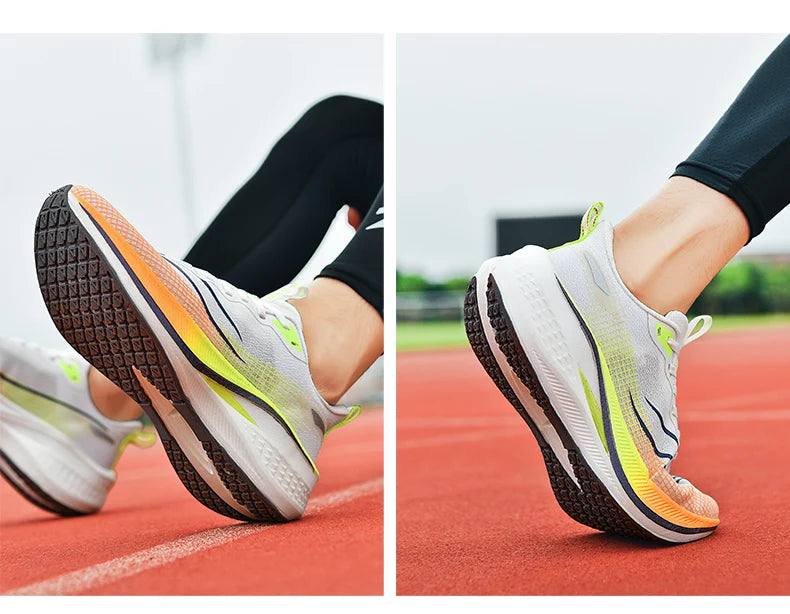 Fashion men's and women's sports running shoes casual breathable mesh surface carbon plate support wear-resistant rubber outsole