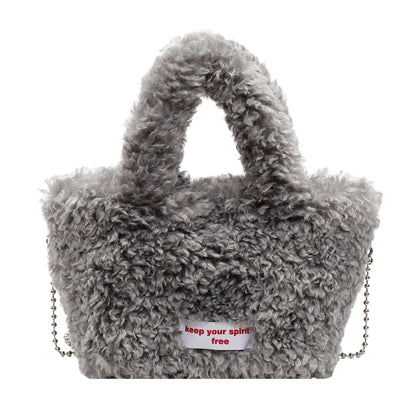 Zipper Sweet Plush Velvet Shoulder Bags for Women Cute Autumn and Winter 2025 New Solid Color Versatile Youth Women's Handbag