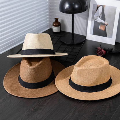 Panama hat men summer fashion travel vacation beach wide brim sun protection sun hat men's sun hat Panama hat women fashion