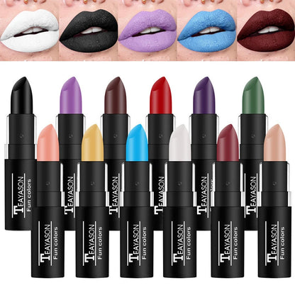Punk Dark Wine Red Lipsticks Waterproof Easy To Color Makeup Sexy Red Lipstick Matte White Black Lip Gloss Facial Body...