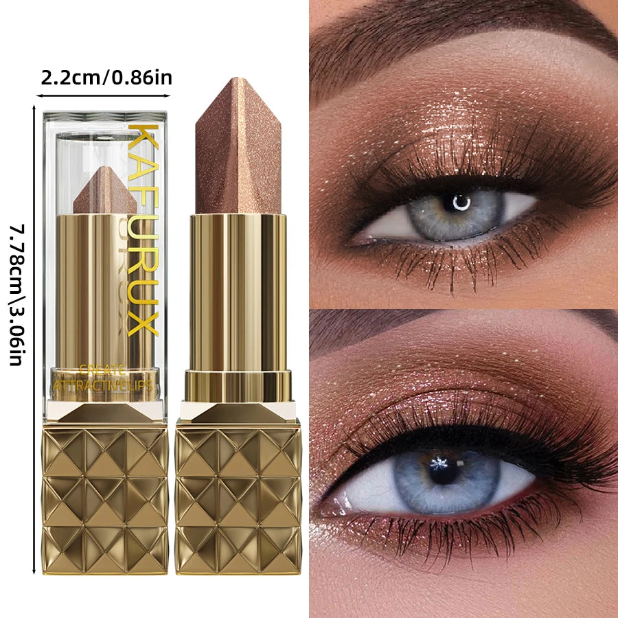 Two color Eye Shadow Stick Velvet Shimmer Eye Makeup Durable Waterproof Eyeshadow &Lipstick Glitter Contour,Highlight for Women