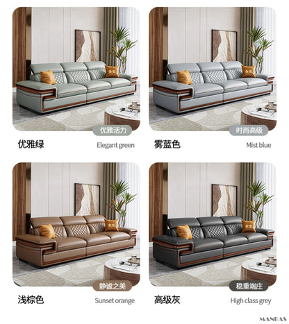 Linlamlim Premium Italian Genuine Leather Sofa Set for Living Room with Adjustable Headrests, Bluetooth Speaker, Wireless Charge