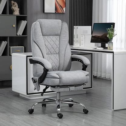 Heated Vibration Massage Reclining Swivel Desk Chair with 6 Points and Adjustable Features for Comfortable Computer Use
