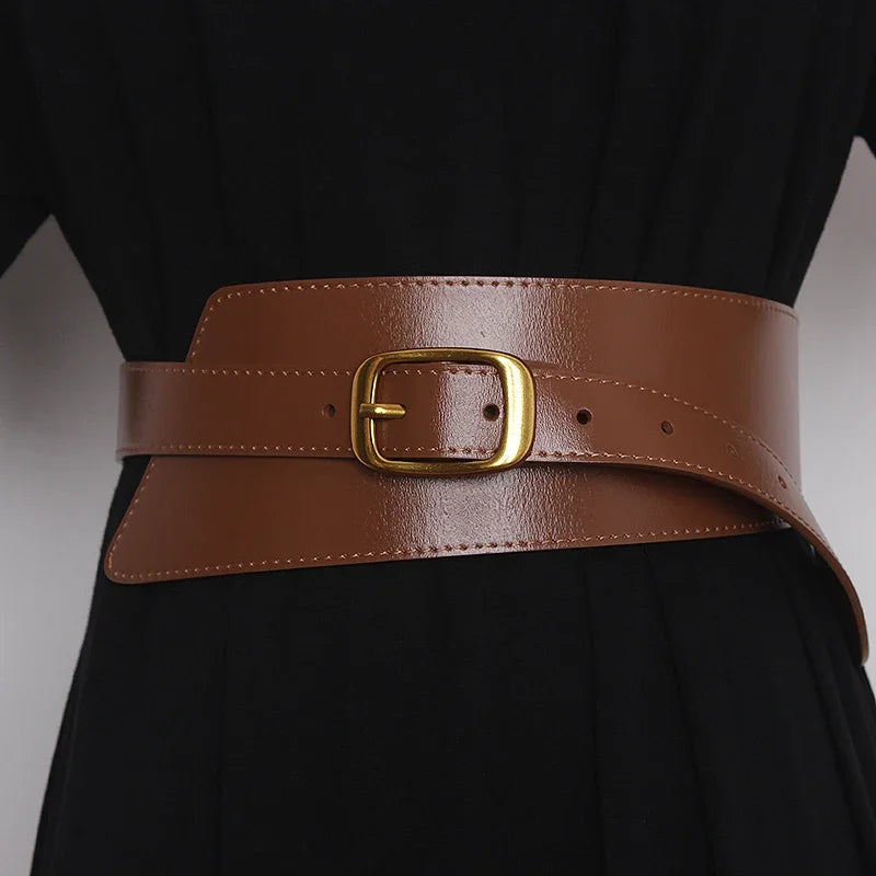 Women's Coat Wide Waistband Genuine Leather Cummerbunds Female Dress Corsets Versatile Waist Belts Decoration Wide Belt...