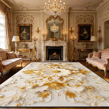 Luxury French Rococo Style Golden Carpet for Living Room Decoration Home Large Area Rugs Dining Room Bedroom Non-slip Floor Mat