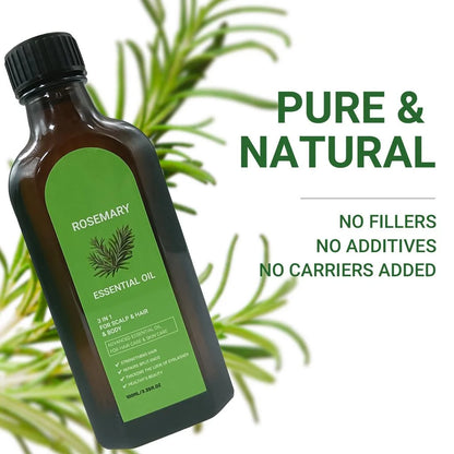 3-in-One Hair Care Essential Oil: Rosemary Essence Oil Nourishes and Moisturizes Hair, Repairs Damage and Improves Irritability