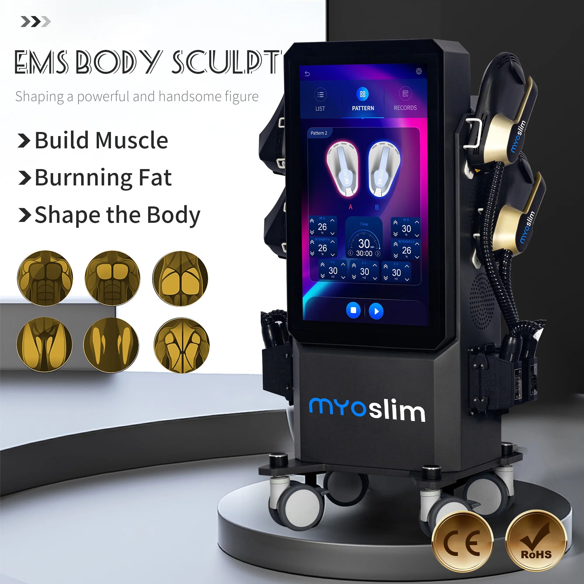 MYoslim Sculpt Machine  6500W EMS 15Tesla  RF Fat Slimming Burning Muscle Stimulation Body Sculpting 15 Electromagnetic Therapy