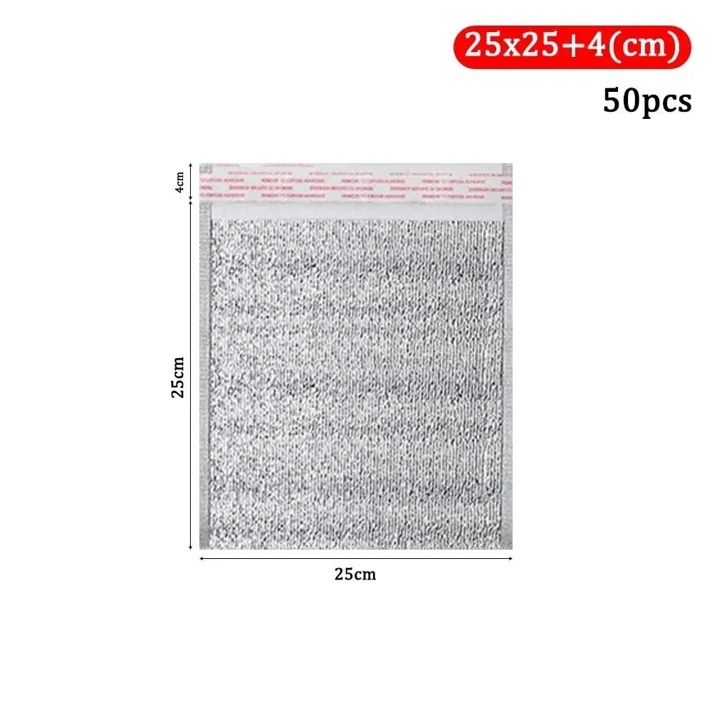 50Pcs/Pack Ice Cold Warm Aluminum Foil Bag Food Thermal Drink Storage Insulation Bag Delivery Carrier with Closure Cooler Bag