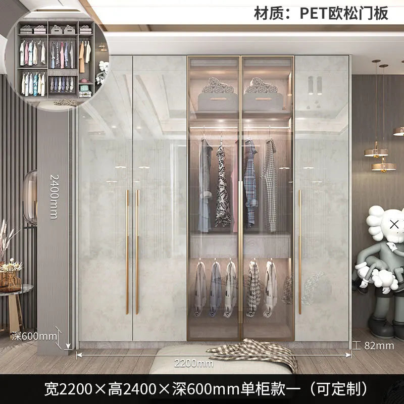 Support Storage Wardrobes Glass Door Shelves Organizers Luxury Wardrobe Bedroom Storage ClothesCupboard Armoires home Furniture - Kimlud