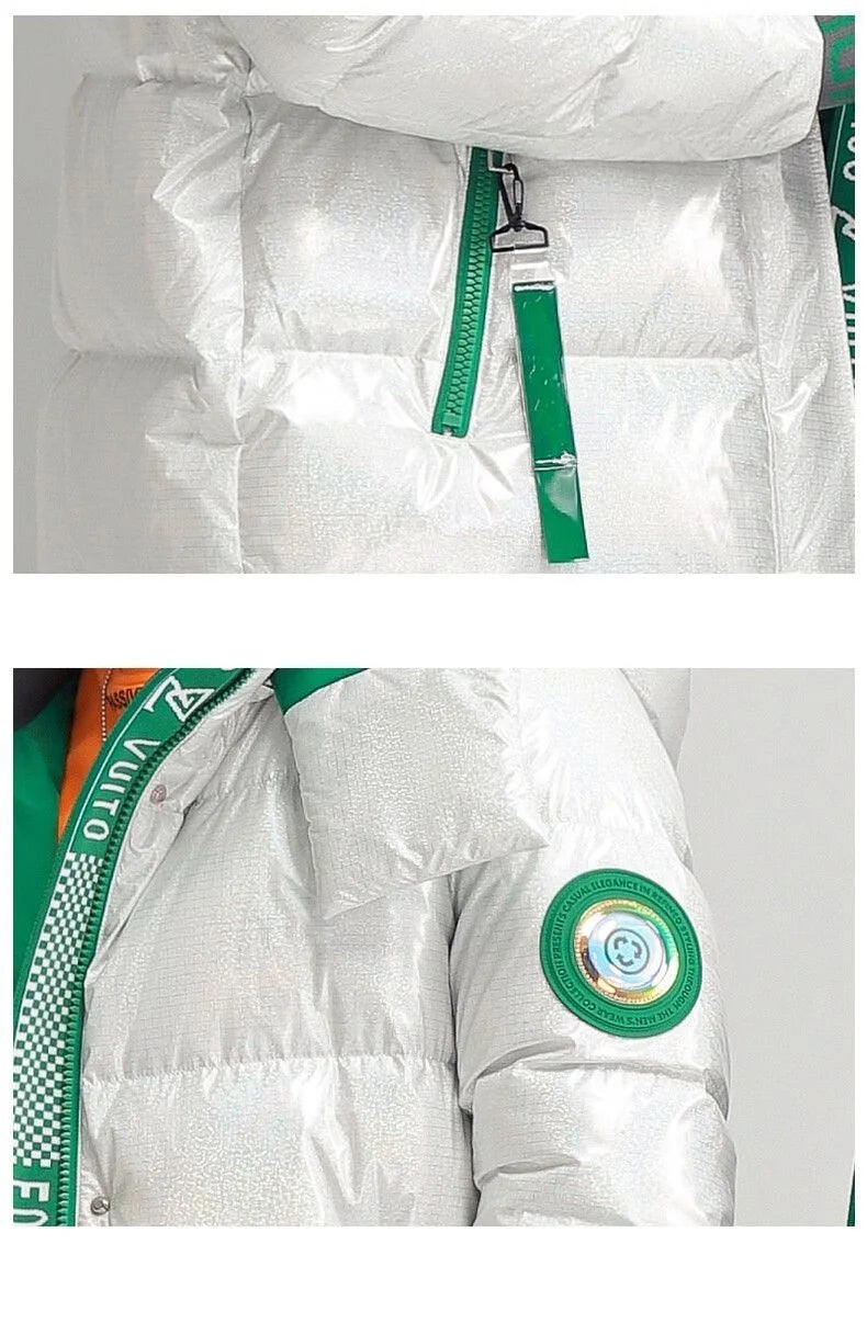 New Winter Jacket Men's Long Luxury Business Thickened Down Cotton Warm Parkas Men's Street Snow Cold-proof Hooded...