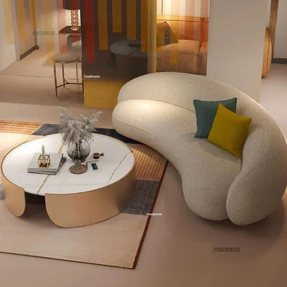Curved Living Room Sofas Designer Beauty Salon Sofa Clothing Store Rest Area Reception Sofa Cream Style Living Room...
