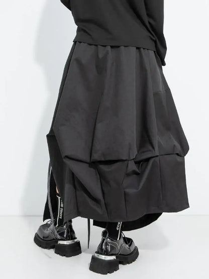 [EAM] High Elastic Waist Black Irregular Slit Casual A‑Line Half‑body Skirt Women Fashion Tide New Spring Autumn 2026...