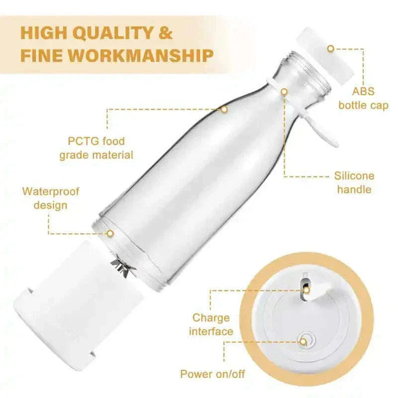 Portable electric juicer Cup Handheld 6-blade USB rechargeable Multifunctional fruit blender 380ml Mini juicer