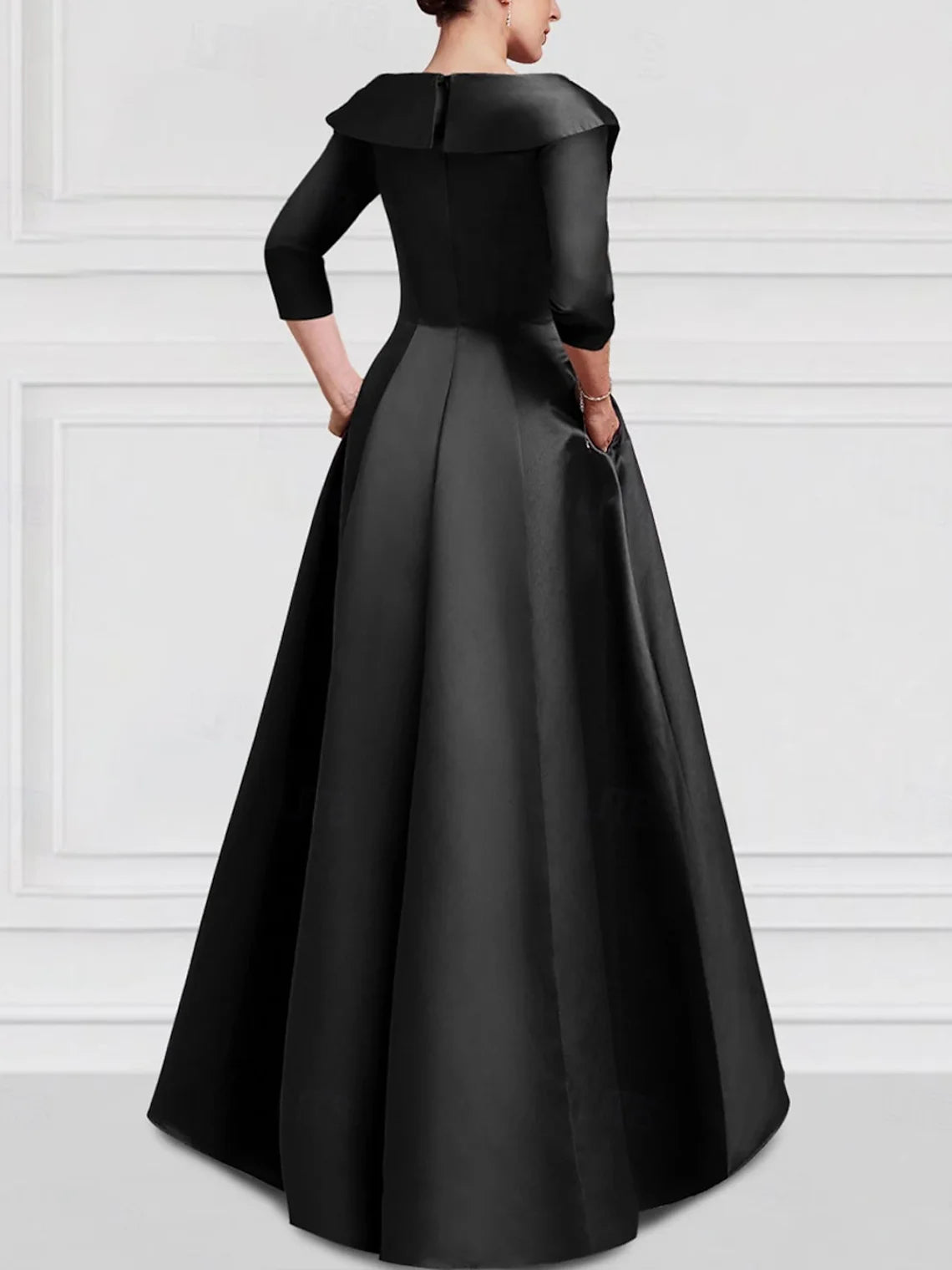 Black A-Line Evening Gowns Vintage Embroidered Elegant Dress Formal V Neck Pocket Satin Beading Appliques 2025 free customized